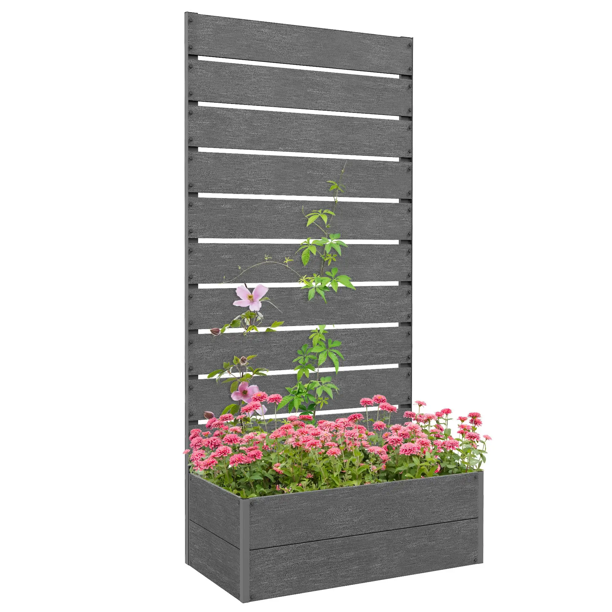 28.25x15x59in Raised Garden Bed with Trellis, WPC for Patio Deck
28.25x15x59in Raised Garden Bed with Trellis, WPC for Patio Deck