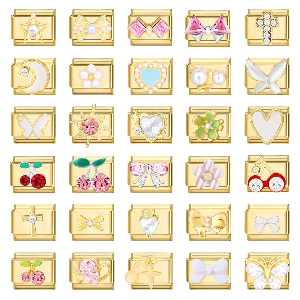 Zircon Cherry Heart Bow Knot Star Cross Gold Color Italian Charm Links Fit 9mm Stainless Steel
Zircon Cherry Heart Bow Knot Star Cross Gold Color Italian Charm Links Fit 9mm Stainless Steel