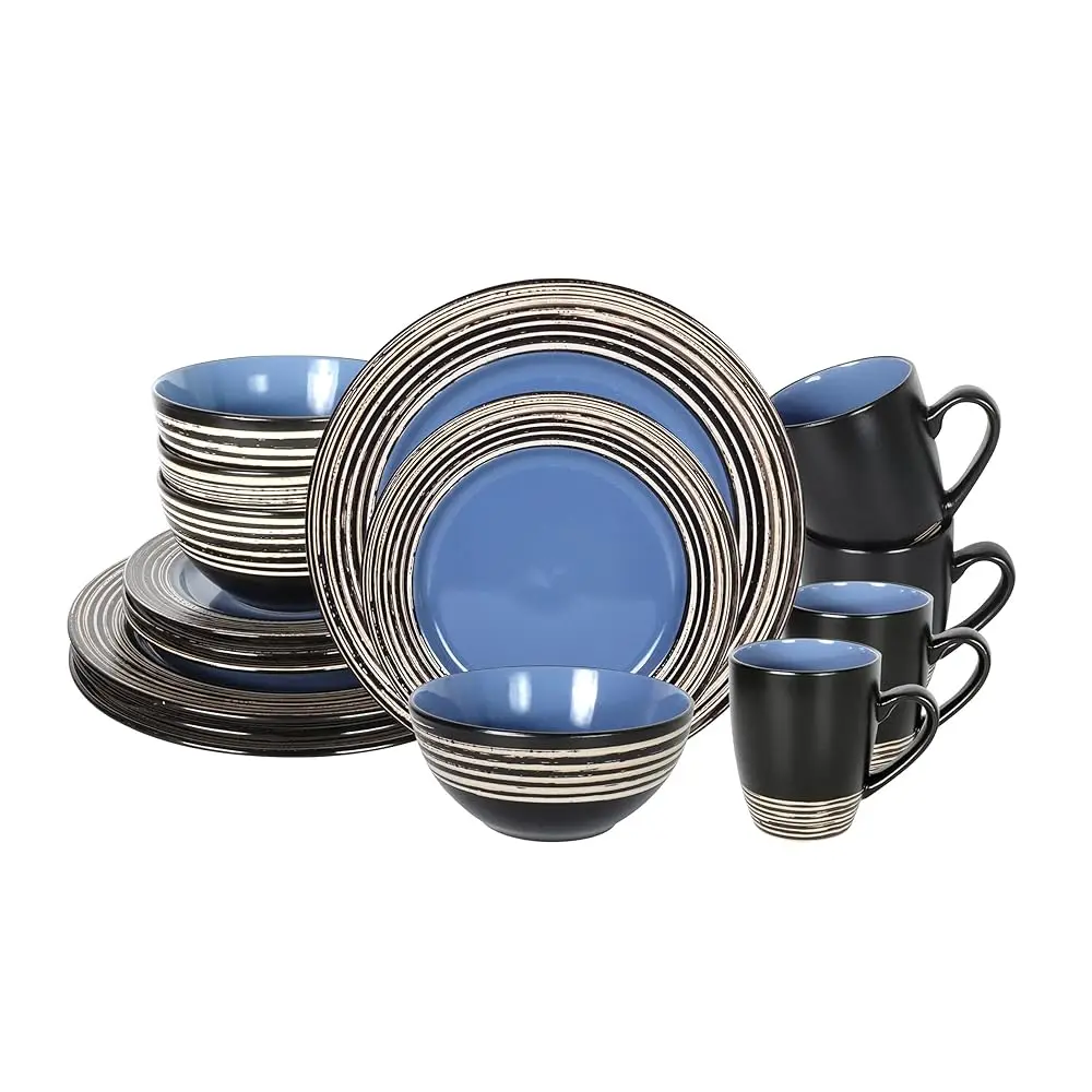 Stoneware Handcrafted Tree Bark Effected Glaze Dinnerware Set (Blue, Service For 4-16Pc Set)
Stoneware Handcrafted Tree Bark Effected Glaze Dinnerware Set (Blue, Service For 4-16Pc Set)