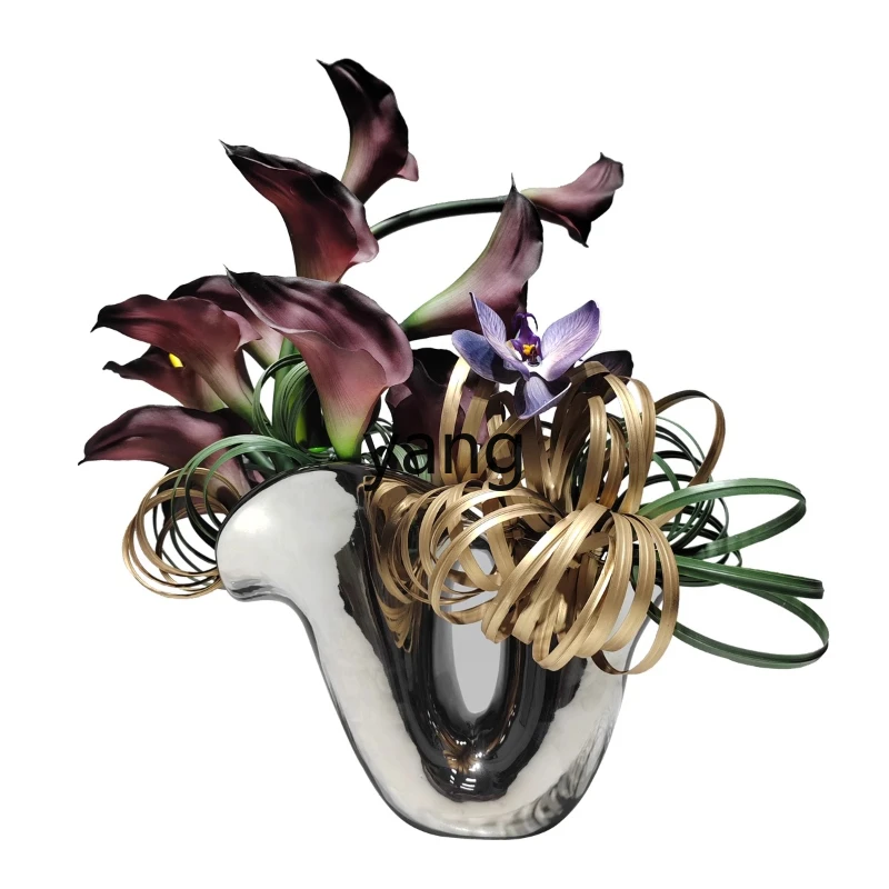 lmm light luxury art floral arrangement living room study entrance silver vase decoration
lmm light luxury art floral arrangement living room study entrance silver vase decoration