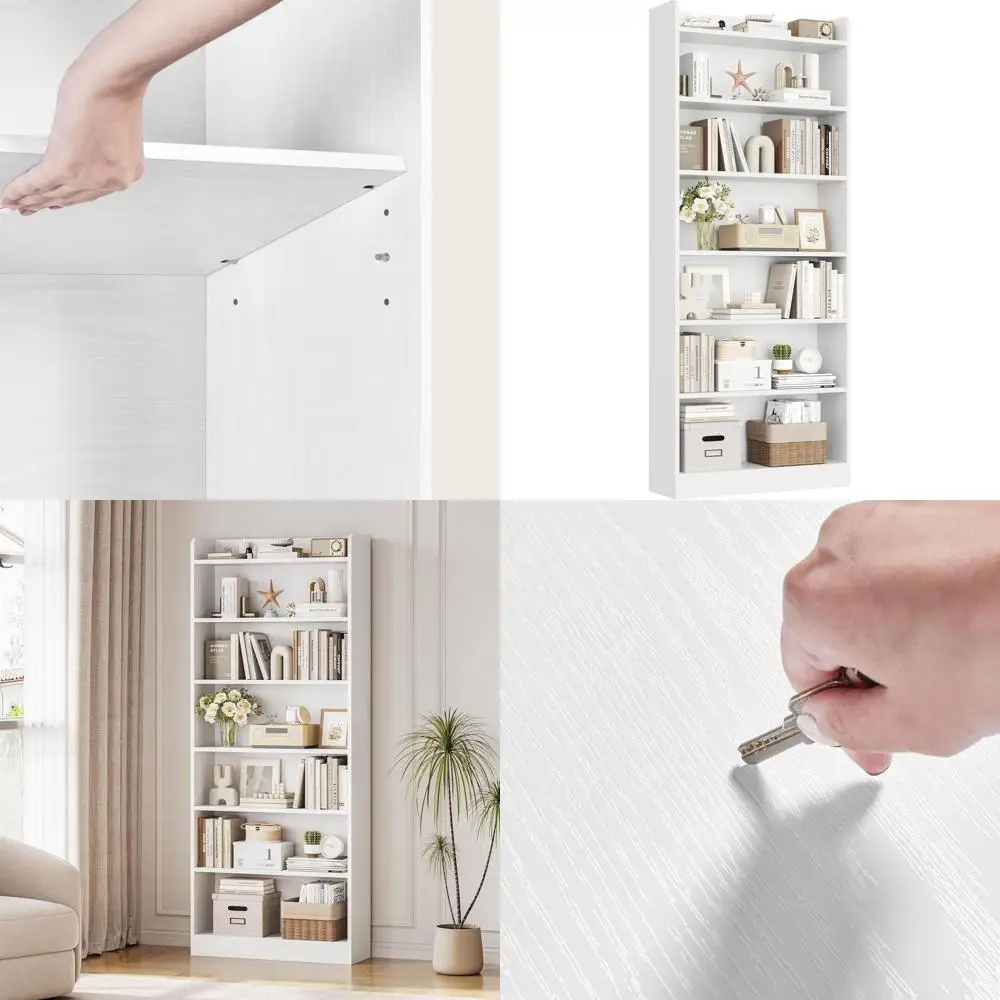 7-Tier Open Shelving Unit for Home or Office, White, Ideal for Book and Storage Display in Living Room or Study
7-Tier Open Shelving Unit for Home or Office, White, Ideal for Book and Storage Display in Living Room or Study