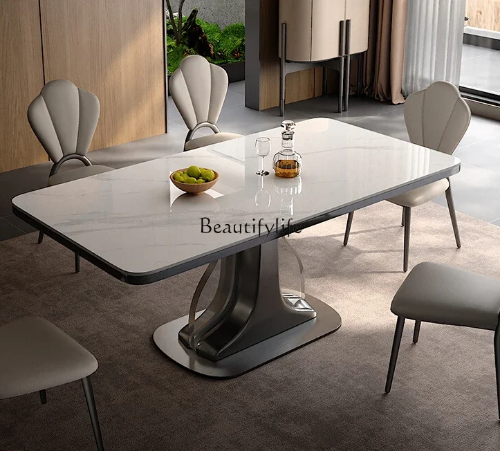 FG44Italian light luxury rock slab dining table Modern simple high-end household stainless steel luxury stone dining table
FG44Italian light luxury rock slab dining table Modern simple high-end household stainless steel luxury stone dining table
