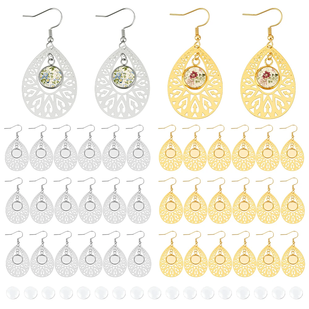 12 Pairs 2 Colors 304 Stainless Steel Teardrop Dangle Earring DIY Jewelry Kits with Glass Cabochons
12 Pairs 2 Colors 304 Stainless Steel Teardrop Dangle Earring DIY Jewelry Kits with Glass Cabochons