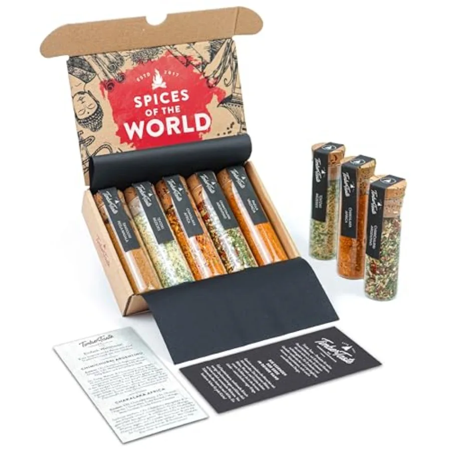 TIMBER TASTE® Gourmet Spice Set - 5 exotic spices and seasonings sets from around the world gifts for men gifts for dads father
TIMBER TASTE® Gourmet Spice Set - 5 exotic spices and seasonings sets from around the world gifts for men gifts for dads father