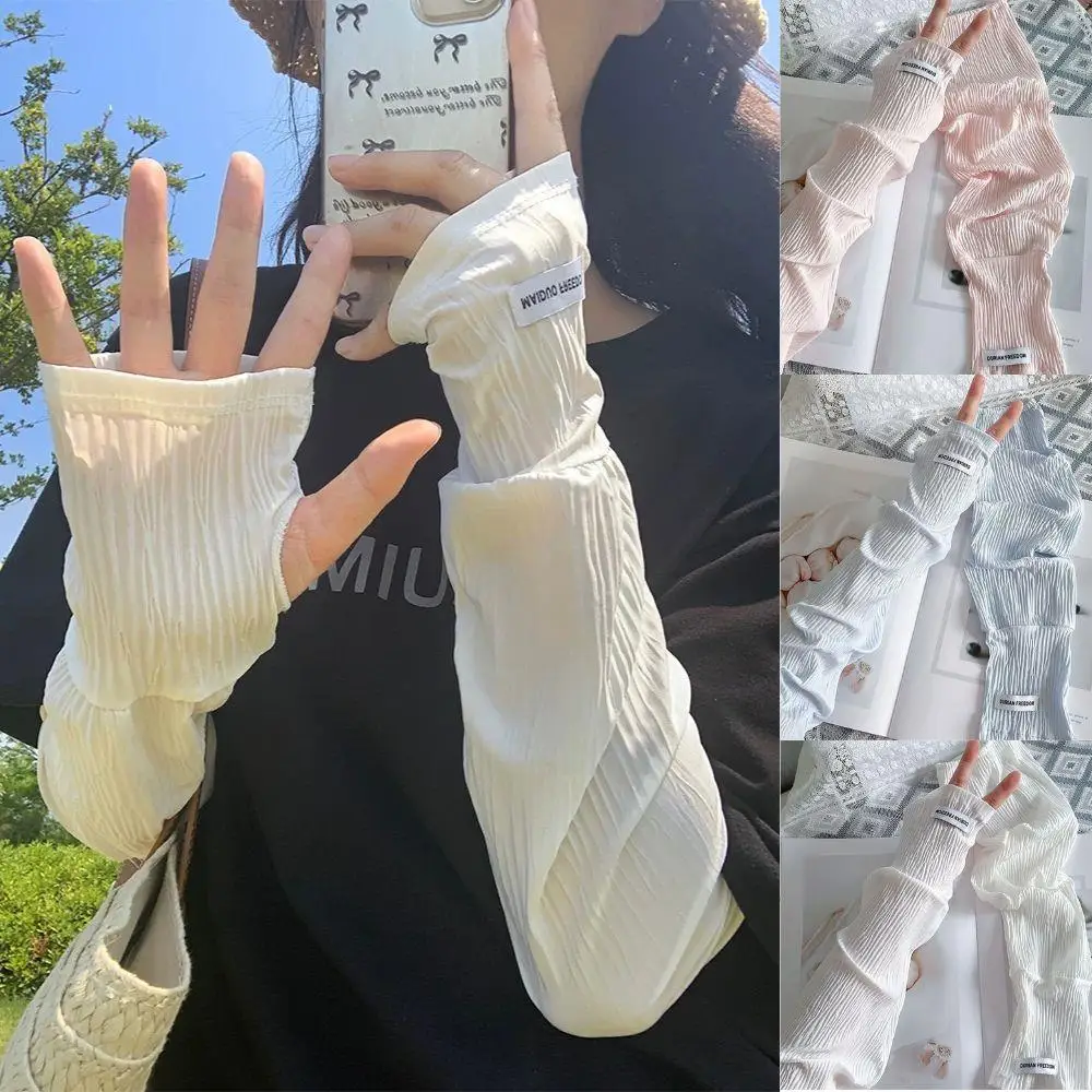 Summer Loose Ice Silk Uv Protection Sleeves Fingerless Gloves Breathable Sunscreen Hand Sleeve Women Outdoor Riding Arm Cover
Summer Loose Ice Silk Uv Protection Sleeves Fingerless Gloves Breathable Sunscreen Hand Sleeve Women Outdoor Riding Arm Cover