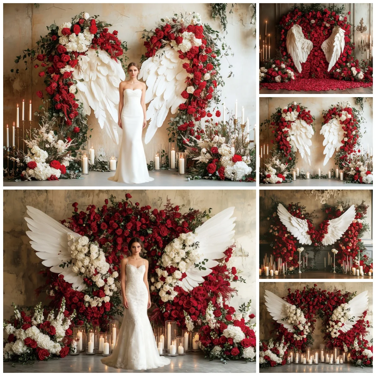 Романтические фоны на День святого Валентина для фотографии, белые крылья, красные розы, свадебные украшения, портрет невесты, фотофон
Романтические фоны на День святого Валентина для фотографии, белые крылья, красные розы, свадебные украшения, портрет невесты, фотофон