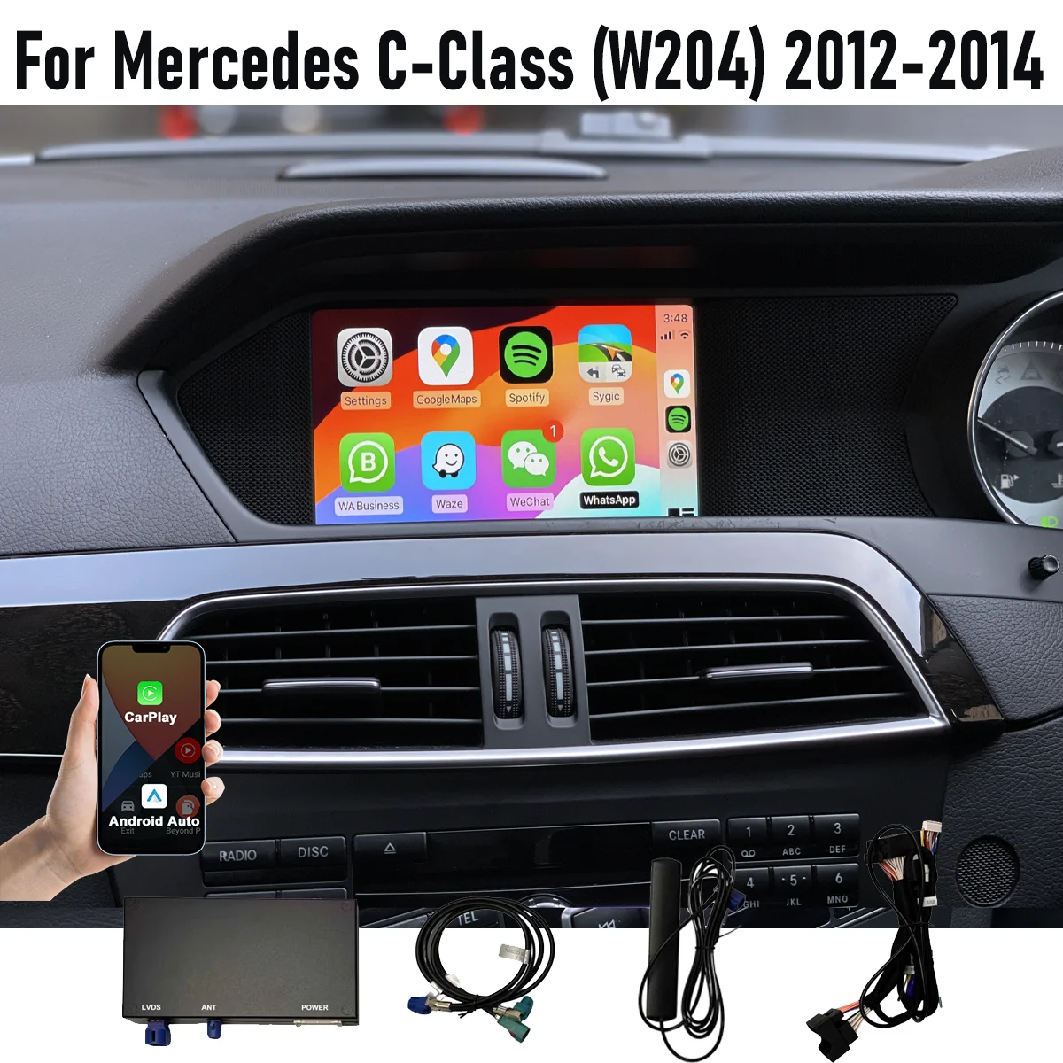 Wireless CarPlay Android Auto For Mercedes C-Class (W204) 2012-2014 NTG4.5/4.7 NTG5.0 with Mirror Link AirPlay Car Play
Wireless CarPlay Android Auto For Mercedes C-Class (W204) 2012-2014 NTG4.5/4.7 NTG5.0 with Mirror Link AirPlay Car Play