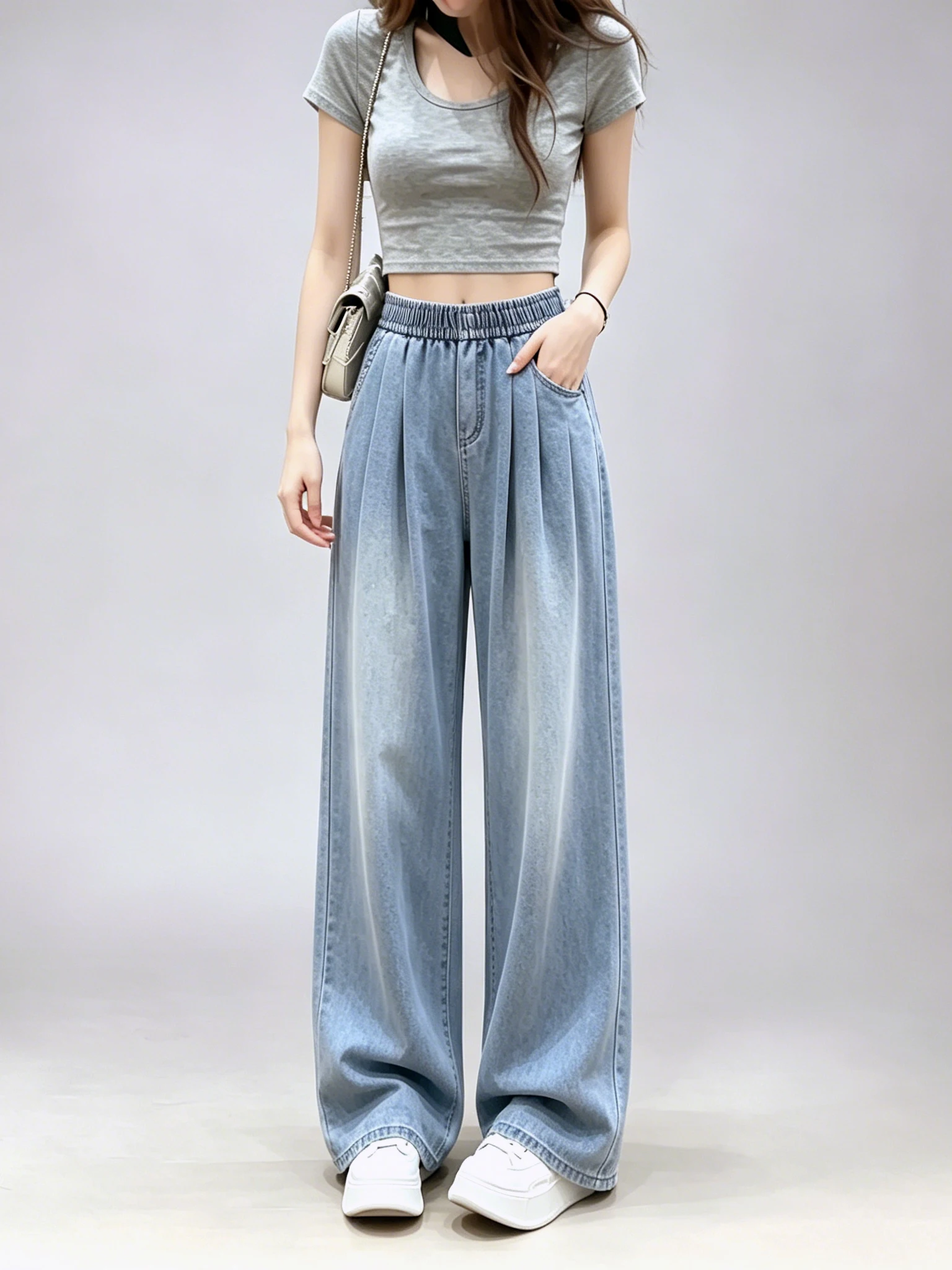 Retro Washed Lyocell Denim Jeans Women's Summer New Small Size Slimming Drapey Wide Leg Pants Floor-Length Casual Trousers
Retro Washed Lyocell Denim Jeans Women's Summer New Small Size Slimming Drapey Wide Leg Pants Floor-Length Casual Trousers