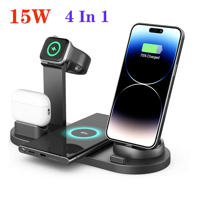 Беспроводная зарядная док-станция 4 в 1, 15 Вт, для iPhone 14 13 12 11 XS XR X 8 Apple Watch 8 7 6 SE AirPods 3 Pro
Беспроводная зарядная док-станция 4 в 1, 15 Вт, для iPhone 14 13 12 11 XS XR X 8 Apple Watch 8 7 6 SE AirPods 3 Pro