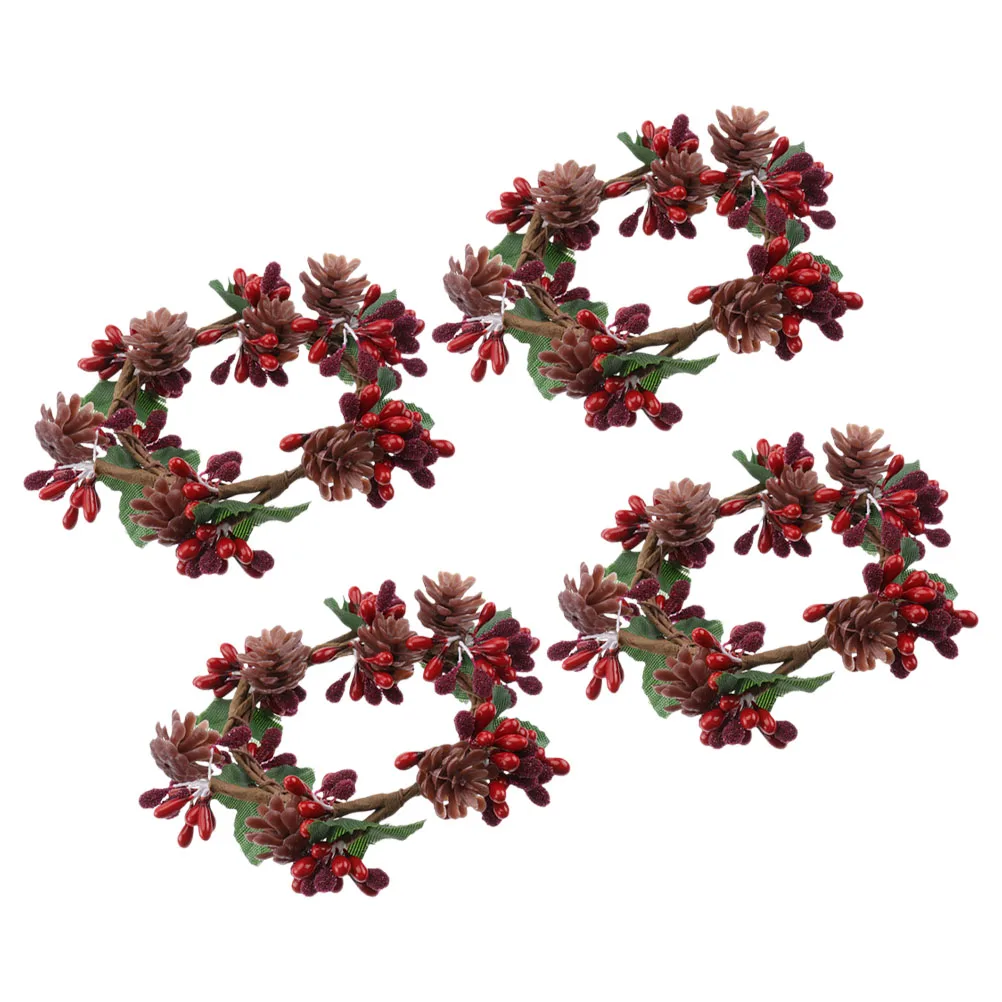 4pcs Christmas Rings Pillar Candles Wreath Pine Cone Berry Garland Diy Table Centerpiece Wall Hanging Decoration
4pcs Christmas Rings Pillar Candles Wreath Pine Cone Berry Garland Diy Table Centerpiece Wall Hanging Decoration