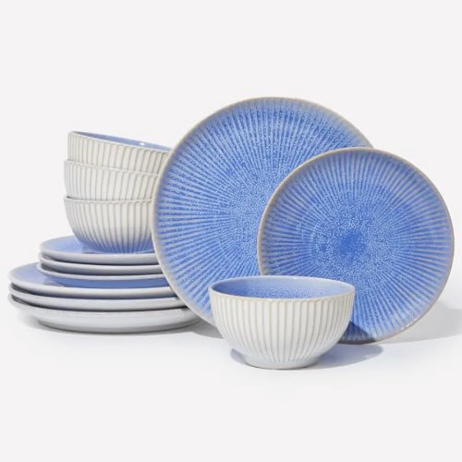 Ceramic Dinnerware Sets Handmade Reactive Glaze Plates and Bowls Sets Highly Chip and Crack Resistant Dish Set Distinctive Gran
Ceramic Dinnerware Sets Handmade Reactive Glaze Plates and Bowls Sets Highly Chip and Crack Resistant Dish Set Distinctive Gran