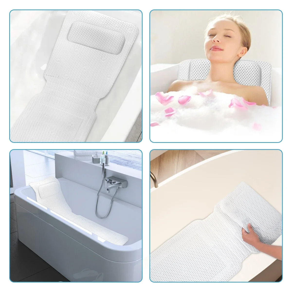 Non Slip Bathtub Cushion Mat With Suction Cup Full Body Rest Bath Pillow Spa Neck Cushion Hangable Bathroom Safety Accessories
Non Slip Bathtub Cushion Mat With Suction Cup Full Body Rest Bath Pillow Spa Neck Cushion Hangable Bathroom Safety Accessories