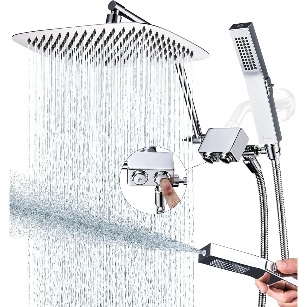 All Metal 12 Inch Shower Head with Handheld Spray Combo, Rain Shower Head with Handheld Built-in Power Wash Mode, Adjustable
All Metal 12 Inch Shower Head with Handheld Spray Combo, Rain Shower Head with Handheld Built-in Power Wash Mode, Adjustable