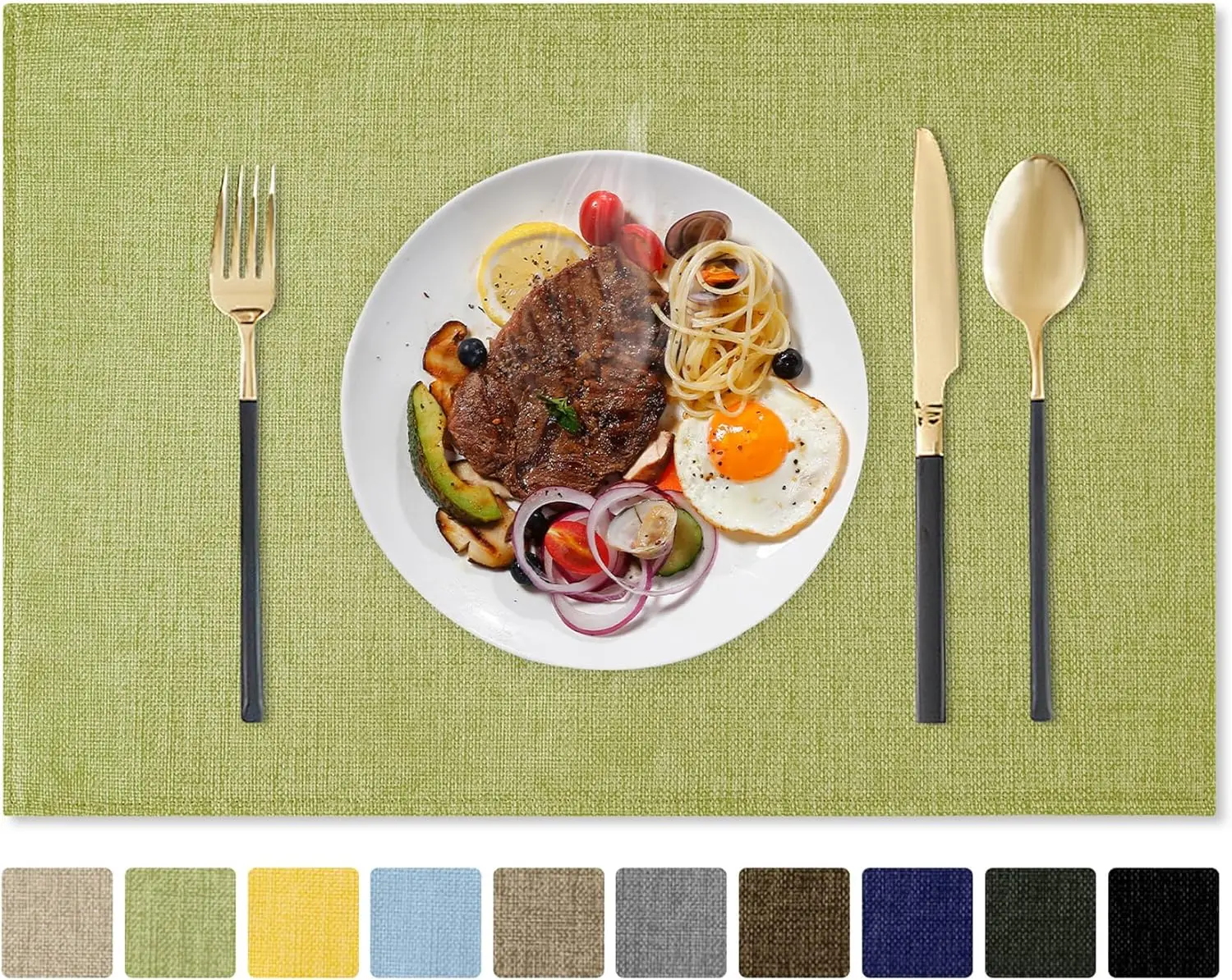 Placemats Set of 8-12 X 18 Inch, Faux Linen Double Layered Thickened Cloth Place Mats, Washable
Placemats Set of 8-12 X 18 Inch, Faux Linen Double Layered Thickened Cloth Place Mats, Washable