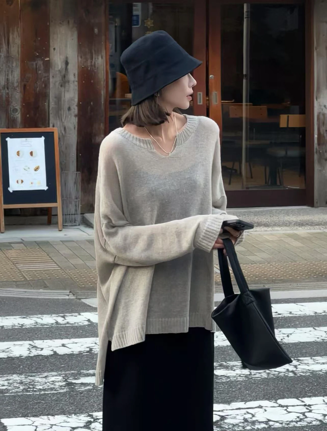 Loose Fit V-Ne Knitwear Asymmetrical Hemline Long Sve Women's Top Casual Ele Bla ey New Arrival Week
Loose Fit V-Ne Knitwear Asymmetrical Hemline Long Sve Women's Top Casual Ele Bla ey New Arrival Week