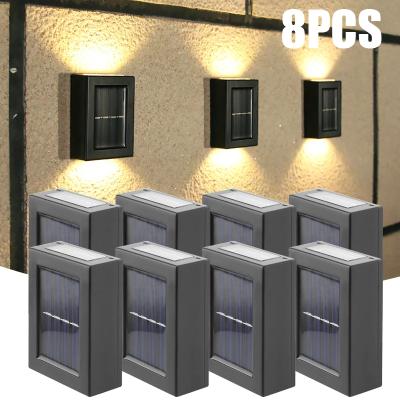 8PCS LED Solar Wall Lamp Outdoor Waterproof Up and Down Lighting Garden Decoration Solar Lights Stairs Fence Sunlight Lamp
8PCS LED Solar Wall Lamp Outdoor Waterproof Up and Down Lighting Garden Decoration Solar Lights Stairs Fence Sunlight Lamp