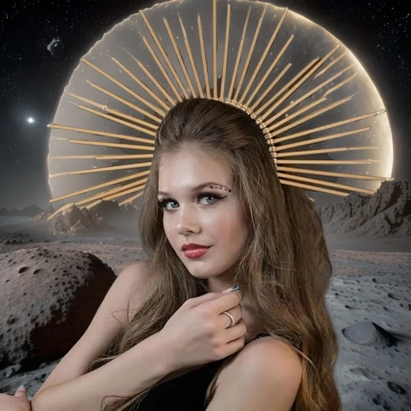 1pcs/ Sunburst Halo Crown Spiked Gold Goddess Headpiece for Women Halloween Carnival Party Cosplay Costume Headdress
1pcs/ Sunburst Halo Crown Spiked Gold Goddess Headpiece for Women Halloween Carnival Party Cosplay Costume Headdress