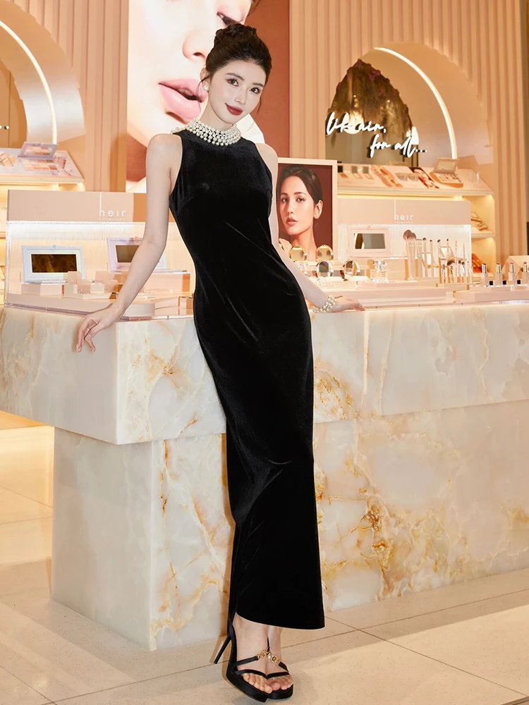 Элегантное вечернее платье Ele Bla: модное, с завышенной талией, длинное, украшенное жемчугом, для новогодних вечеринок
Элегантное вечернее платье Ele Bla: модное, с завышенной талией, длинное, украшенное жемчугом, для новогодних вечеринок