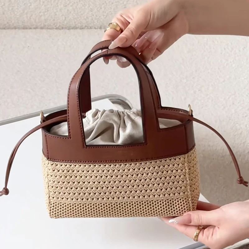 Casual Mini Beach Tote Bag For Women Luxury Designer Handbag And Purse 2026 New In Polyester Knitted With PU Top Handle Shoulder
Casual Mini Beach Tote Bag For Women Luxury Designer Handbag And Purse 2026 New In Polyester Knitted With PU Top Handle Shoulder