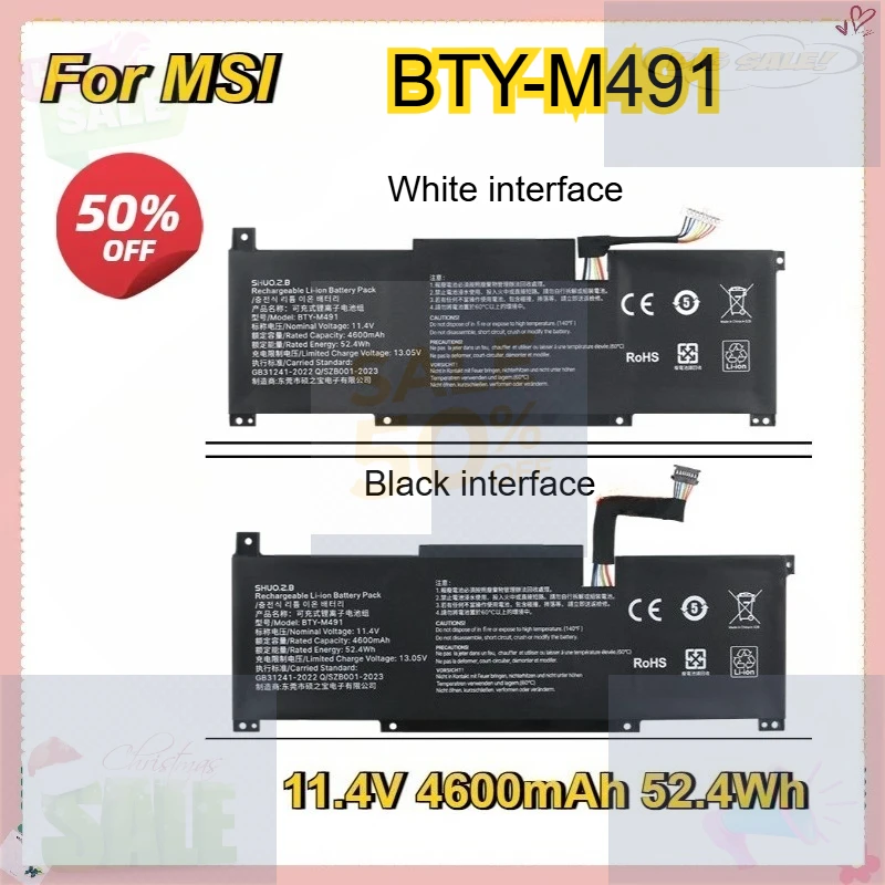 BTY-M491 Laptop Battery for MSI Modern 15 A10RB Laptop Batteries Notebook Battery 3ICP6/71/74 Modern 15 A10M(MS-1551) 52.4Wh
BTY-M491 Laptop Battery for MSI Modern 15 A10RB Laptop Batteries Notebook Battery 3ICP6/71/74 Modern 15 A10M(MS-1551) 52.4Wh