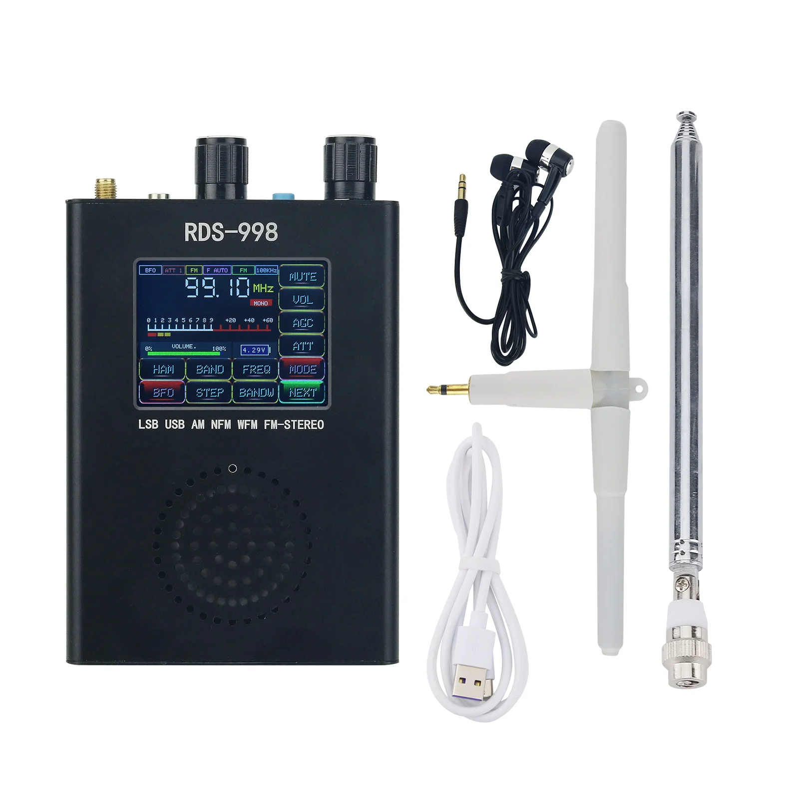 Rds-998 Fm Mw Lw Sw Ssb Radio Receiver Usb Lsb Bfo Ham Radio Receiver Color Screen With Medium Wave Antenna
Rds-998 Fm Mw Lw Sw Ssb Radio Receiver Usb Lsb Bfo Ham Radio Receiver Color Screen With Medium Wave Antenna