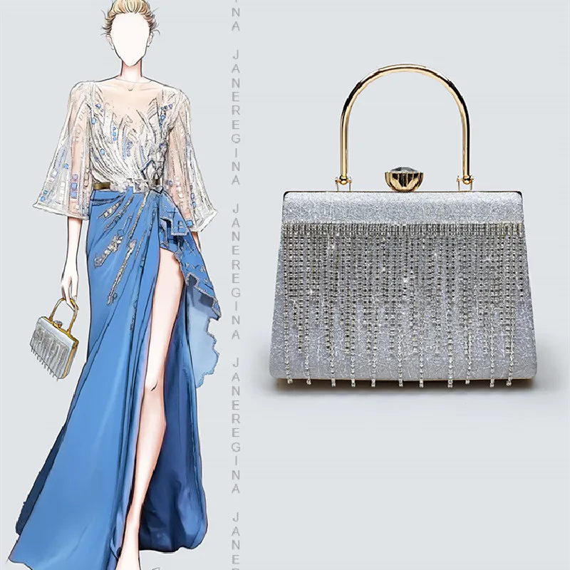 Spring and Summer New Sequin Rhinestone Tassel Handheld Dinner Bag Dress One Shoulder Crossbody Handheld Chain Bag Female
Spring and Summer New Sequin Rhinestone Tassel Handheld Dinner Bag Dress One Shoulder Crossbody Handheld Chain Bag Female