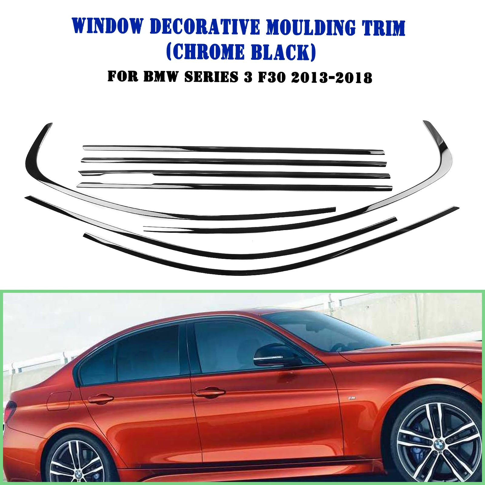 For BMW 3 Series F30 2013-2018 Short Axis Chrome Black Exterior Window Decoration Strip Trim Seal Belt Weatherstrip Decorative
For BMW 3 Series F30 2013-2018 Short Axis Chrome Black Exterior Window Decoration Strip Trim Seal Belt Weatherstrip Decorative