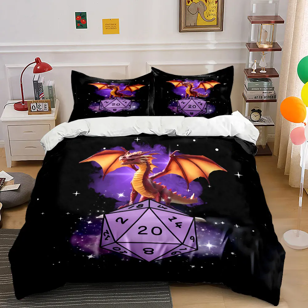 Purple dragon with D20 dice Print Bedding Set 1 Duvet Cover 2 Pillowcases for Adult and Children Luxury Gift Full Size
Purple dragon with D20 dice Print Bedding Set 1 Duvet Cover 2 Pillowcases for Adult and Children Luxury Gift Full Size