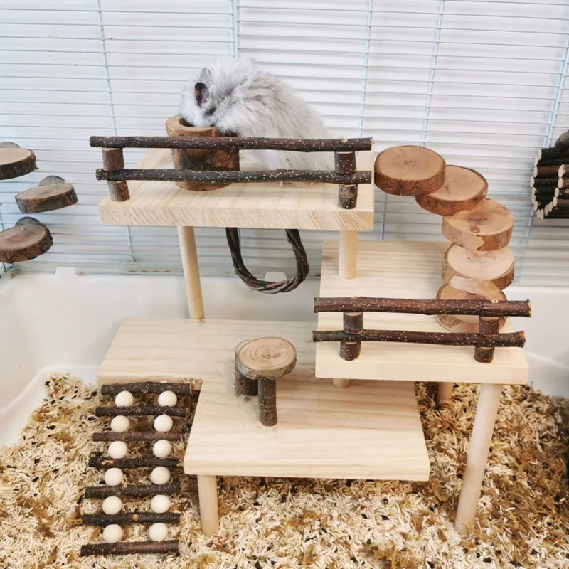 Wooden Hamster Platform, Multi-Tier Climbing Ladder for Syrian Hamster, Swing & Bowl Combo, Chewable Toy for Cage Decor Set
Wooden Hamster Platform, Multi-Tier Climbing Ladder for Syrian Hamster, Swing & Bowl Combo, Chewable Toy for Cage Decor Set