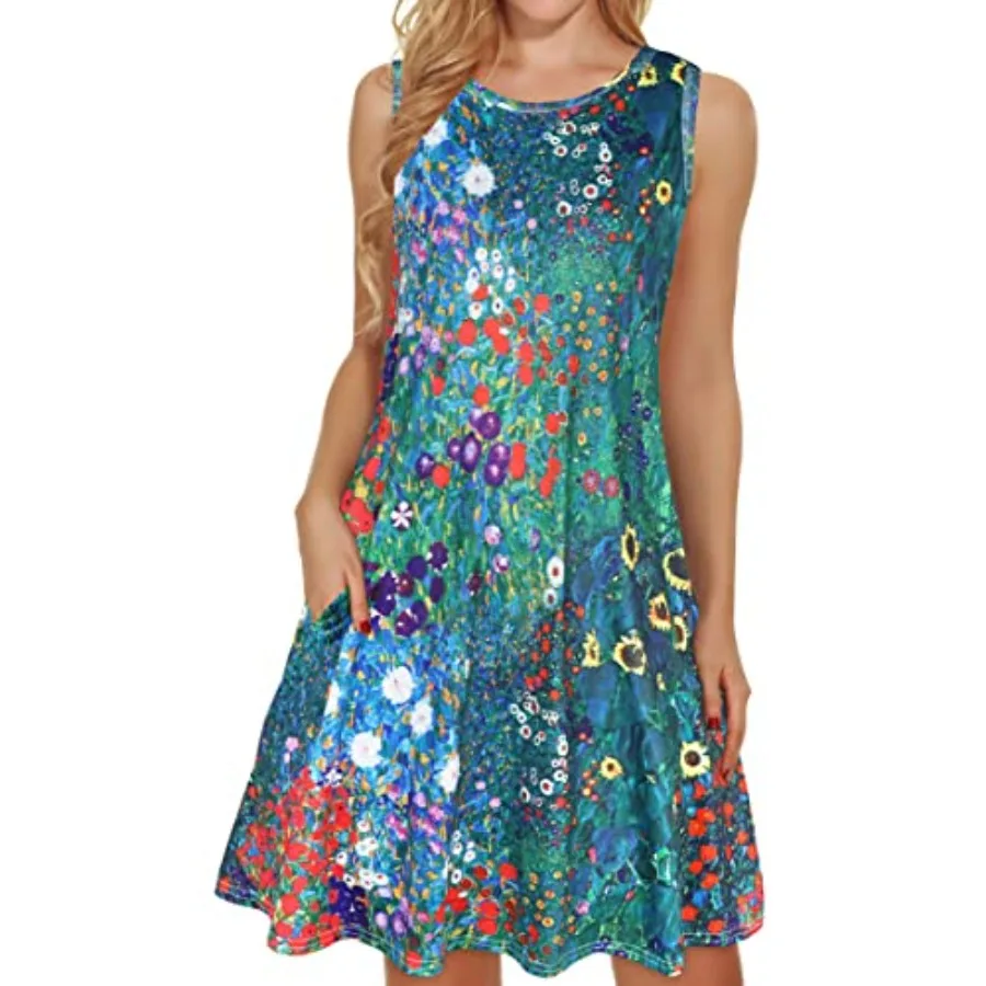 elesct Women's Summer Dresses 2026 Bech Csul Sleeveless Print Tnk Loose Sundress with Pocket
elesct Women's Summer Dresses 2026 Bech Csul Sleeveless Print Tnk Loose Sundress with Pocket