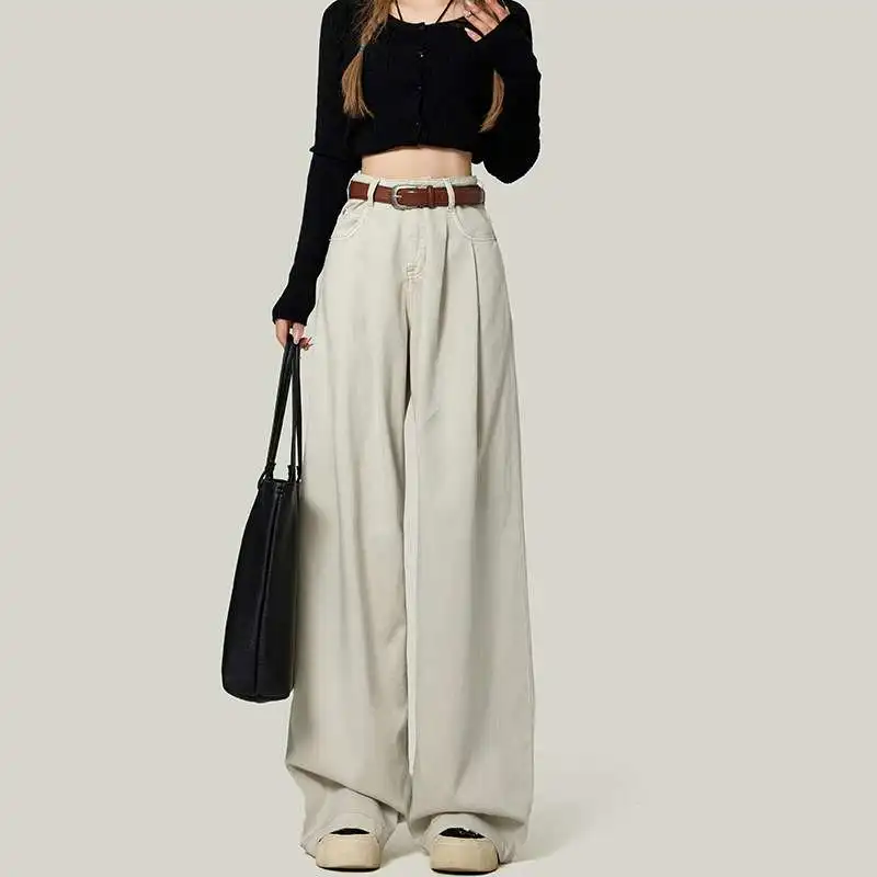 Loose High Waist Folded Cuff Straight Leg Concrete Color Denim Pants Women's Wide Leg Spring 2024 New Arrival Floor Length
Loose High Waist Folded Cuff Straight Leg Concrete Color Denim Pants Women's Wide Leg Spring 2024 New Arrival Floor Length