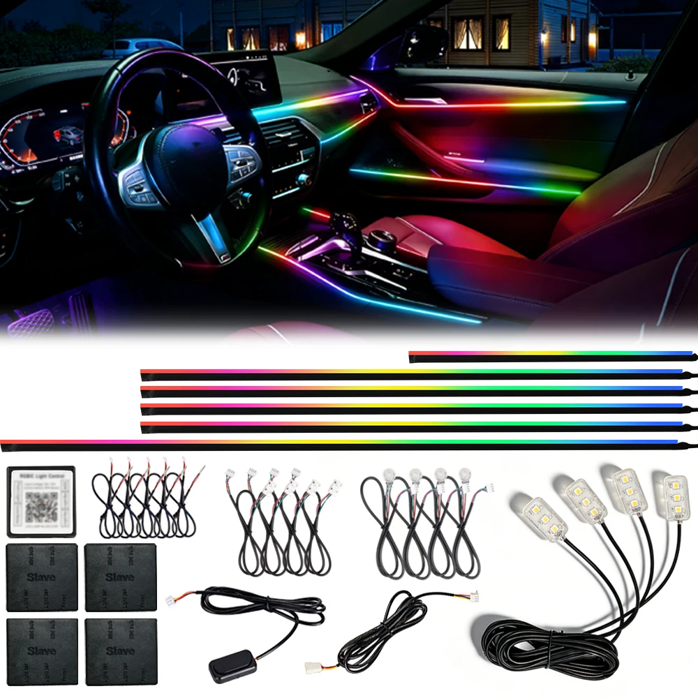 6/10/14/18/22 in 1 LED Symphony Ambient Light Car Interior Full Color Streamer RGB Neon Acrylic Strip Decoration Atmosphere Lamp
6/10/14/18/22 in 1 LED Symphony Ambient Light Car Interior Full Color Streamer RGB Neon Acrylic Strip Decoration Atmosphere Lamp