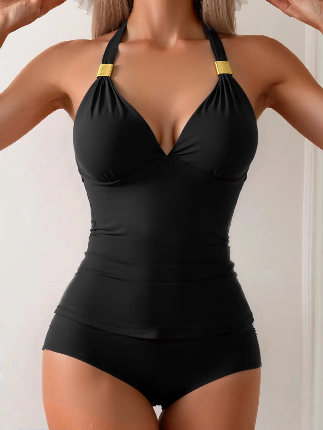 2026 Halter Tankini Set 2 Pieces Solid Swimwear Female Black Swimsuit Women Bathers Bathing Swimming Swim Suit Beachwear
2026 Halter Tankini Set 2 Pieces Solid Swimwear Female Black Swimsuit Women Bathers Bathing Swimming Swim Suit Beachwear