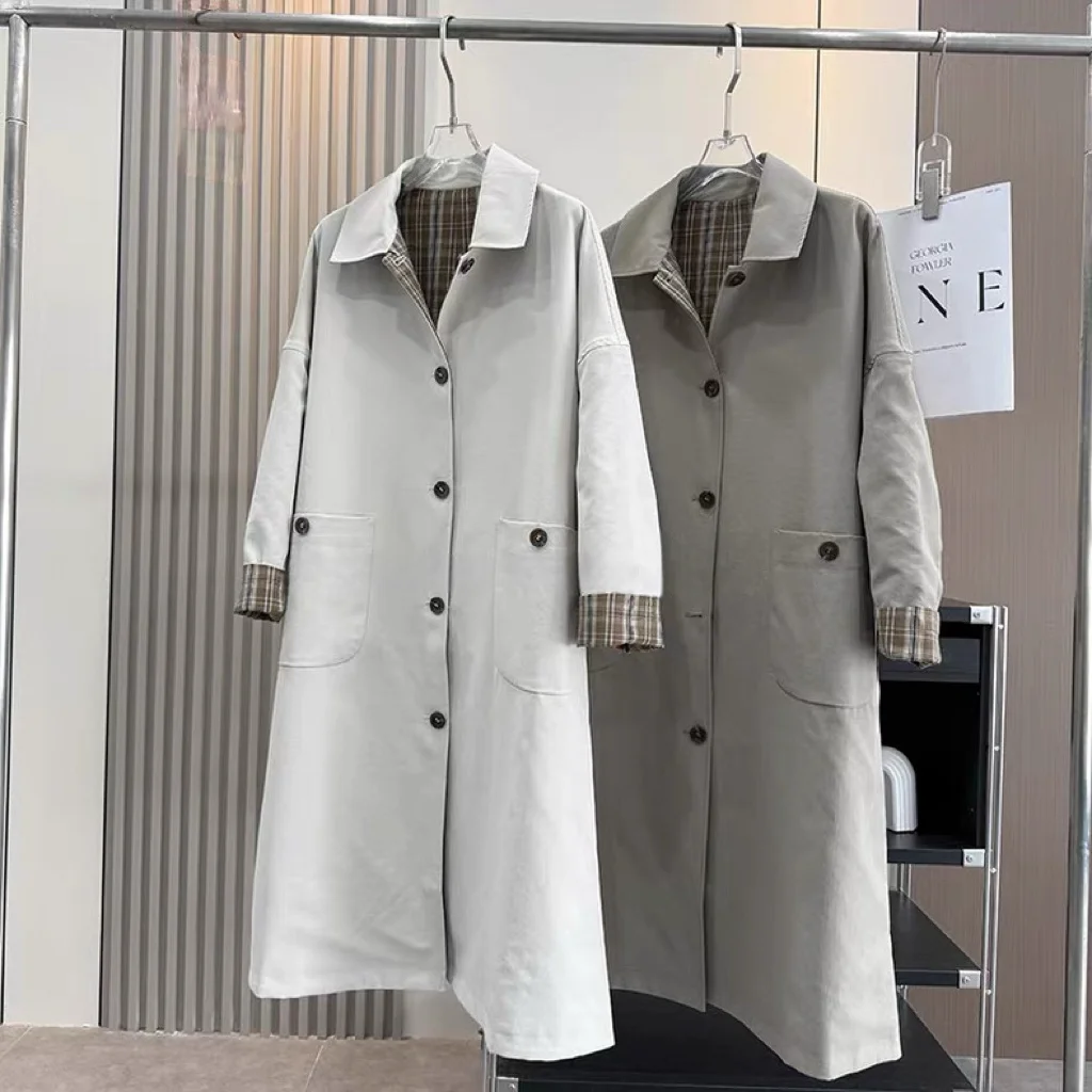 Craftsmanship Double-Sided Wear Khaki Medium-Length Women's Coat 3D Tailoring Shape Commute Style Long Sleeve Collar
Craftsmanship Double-Sided Wear Khaki Medium-Length Women's Coat 3D Tailoring Shape Commute Style Long Sleeve Collar