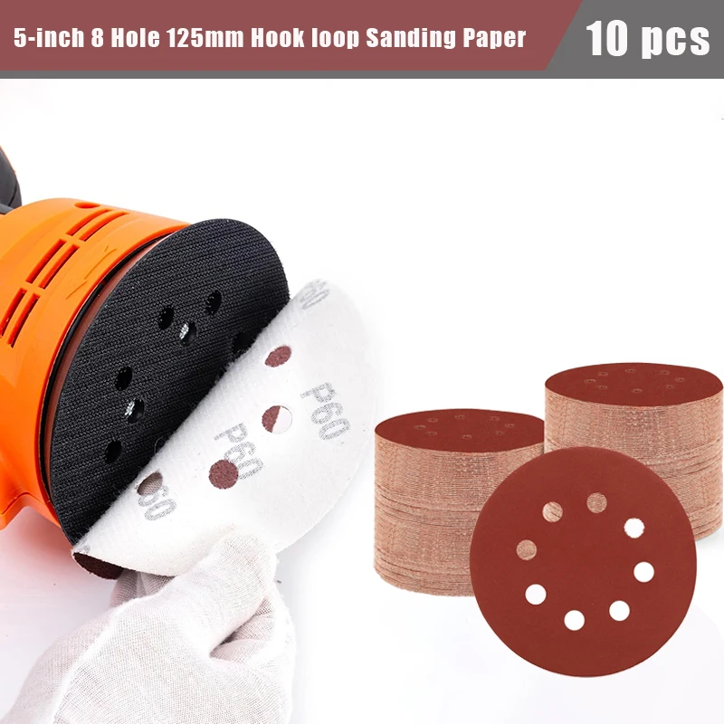 10 Pcs 5 Inch 8-Hole Sanding Discs Alumina Sandpaper Sanding Polishing For Metal Wood Car Abrasive Orbital Sander Grinding Disc
10 Pcs 5 Inch 8-Hole Sanding Discs Alumina Sandpaper Sanding Polishing For Metal Wood Car Abrasive Orbital Sander Grinding Disc
