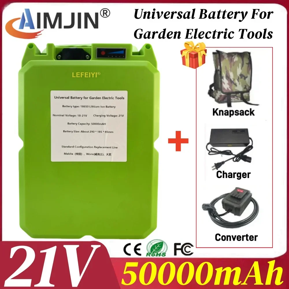 New 18V~21V 50Ah 18650 Lithium Battery Pack Is Applicable To Makita/worx/Dayi Electric Lawn Mower, Hedge Machine, Tea Picker Etc
New 18V~21V 50Ah 18650 Lithium Battery Pack Is Applicable To Makita/worx/Dayi Electric Lawn Mower, Hedge Machine, Tea Picker Etc