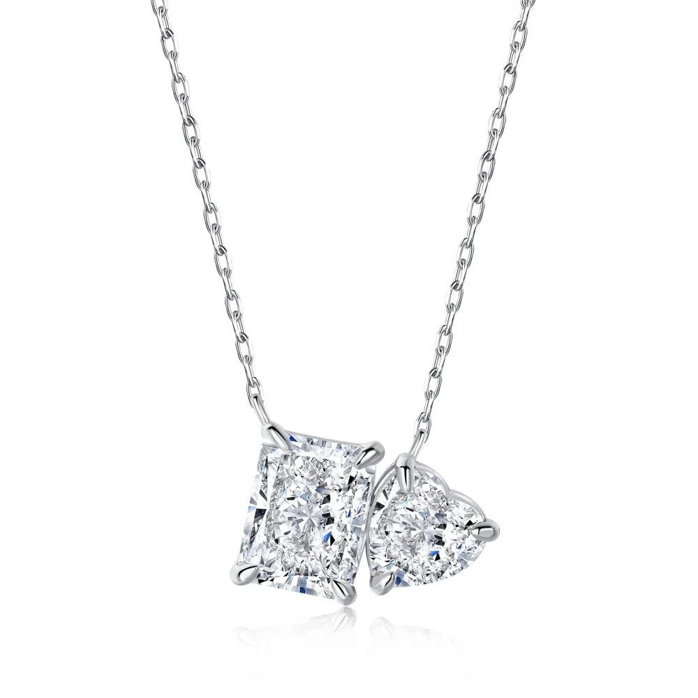 925 Sterling Silver Ice Cut Rhodium Plated 8A Square Double Zircon Pendant Necklace for Women
925 Sterling Silver Ice Cut Rhodium Plated 8A Square Double Zircon Pendant Necklace for Women