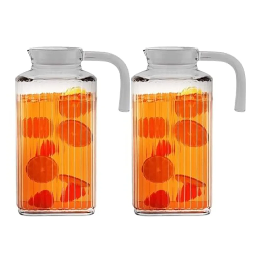 Fridge Pitcher Set of 2 60 OZ. Glass Water Pitcher with Lid By Practical and Easy to use. Great for Lemonade, Iced Tea, Milk, C
Fridge Pitcher Set of 2 60 OZ. Glass Water Pitcher with Lid By Practical and Easy to use. Great for Lemonade, Iced Tea, Milk, C