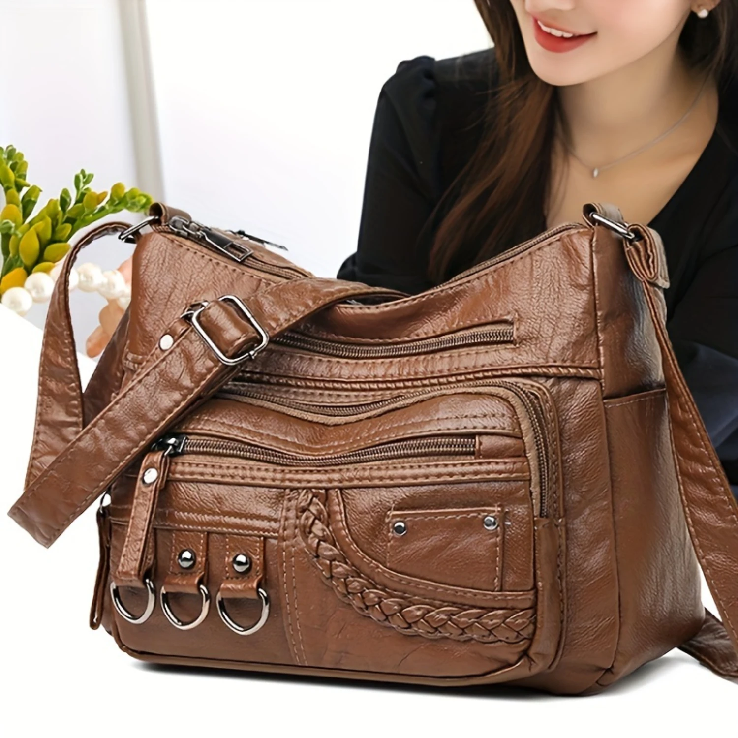 Vintage PU Crossbody Bag, Retro Multi Layer Shoulder Bag, Women's Fashion Handbag & Purse
Vintage PU Crossbody Bag, Retro Multi Layer Shoulder Bag, Women's Fashion Handbag & Purse
