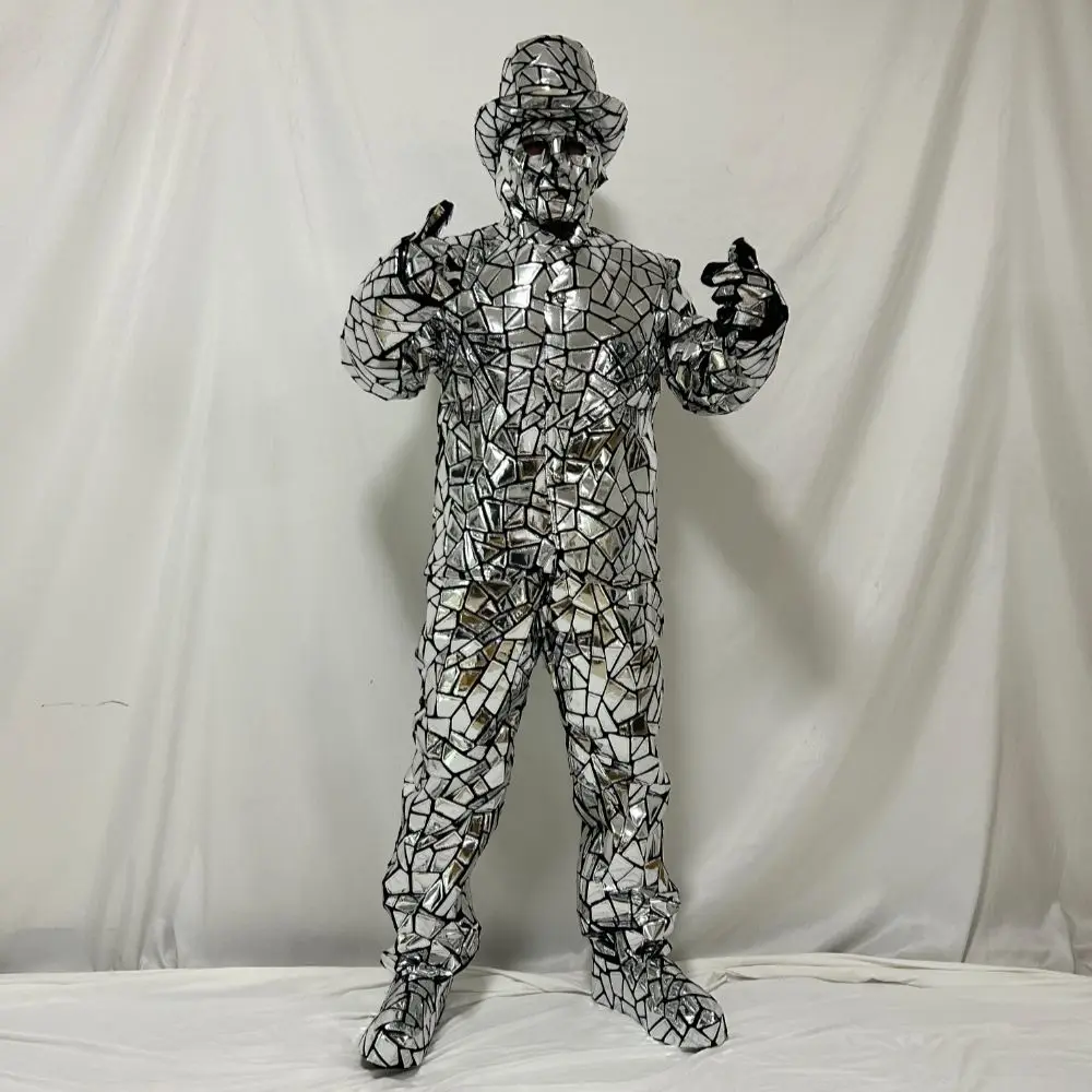 Mirror Metallic Silver Blue LED Robot Suit Men's Chrome Reflective Light Up Costume Cyberpunk Armor Rave DJ Stage Performance
Mirror Metallic Silver Blue LED Robot Suit Men's Chrome Reflective Light Up Costume Cyberpunk Armor Rave DJ Stage Performance