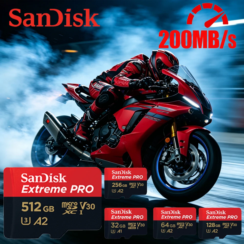 SanDisk A2 U3 V30 Class 10 Micro SD Card 200MB/s TF Flash Memory Card 32GB-512GB High-Speed Capacity Expansion for Devices
SanDisk A2 U3 V30 Class 10 Micro SD Card 200MB/s TF Flash Memory Card 32GB-512GB High-Speed Capacity Expansion for Devices