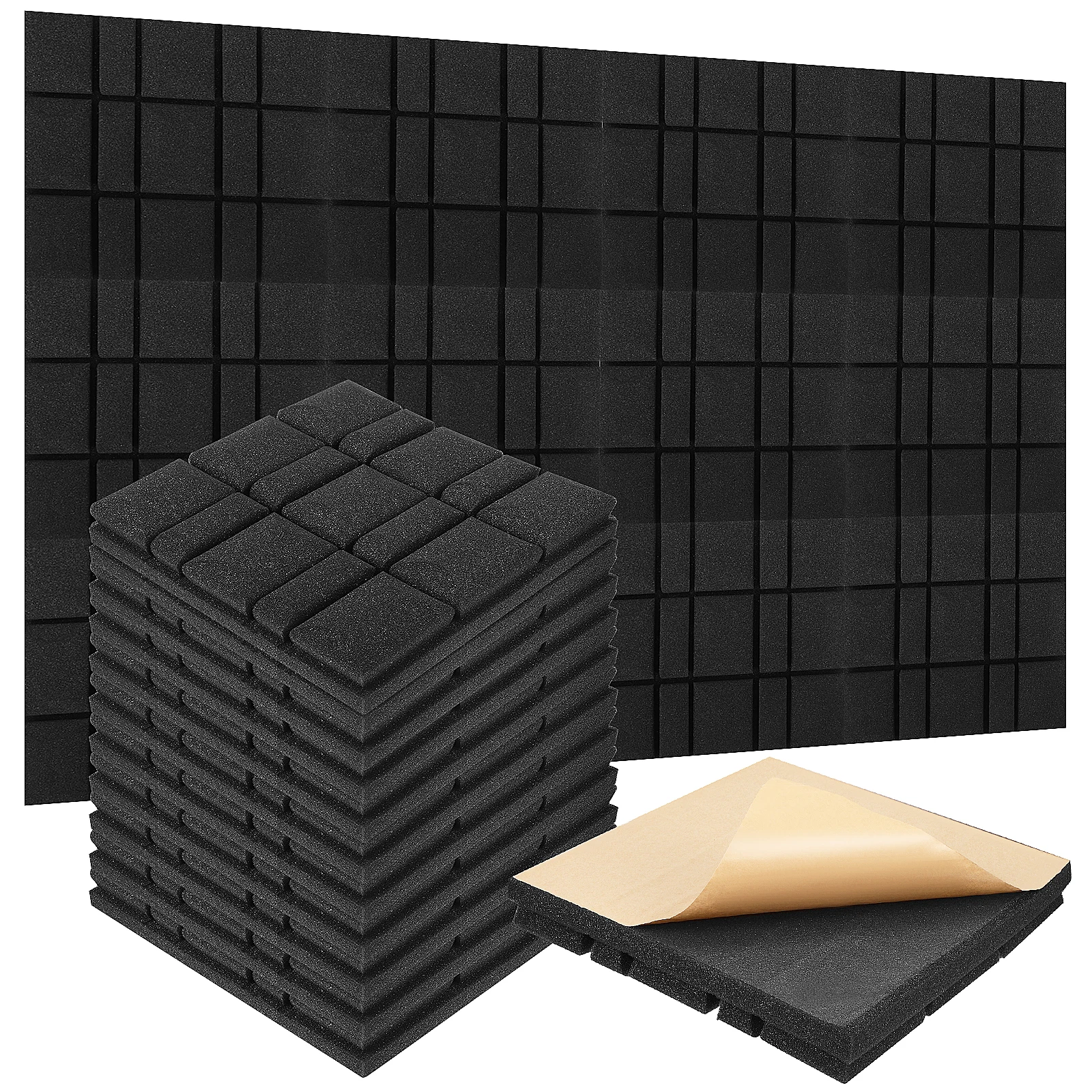 12pcs Black Double Striped Mushroom Head Soundproofing Panels 30x30x5cm Absorbing Acoustic Wall Insulation Foam
12pcs Black Double Striped Mushroom Head Soundproofing Panels 30x30x5cm Absorbing Acoustic Wall Insulation Foam