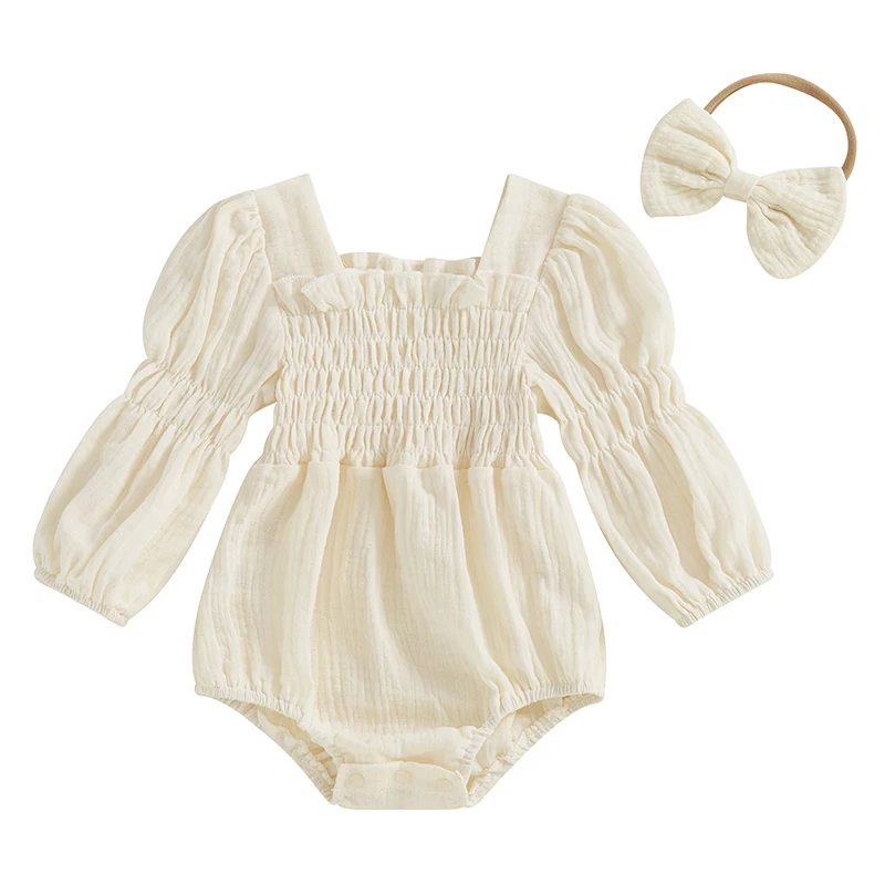 Smocked Baby Girl Clothes Newborn Girl Bubble Romper Long Sleeve Jumpsuit And Headband Outfit Cute Infant Clothing
Smocked Baby Girl Clothes Newborn Girl Bubble Romper Long Sleeve Jumpsuit And Headband Outfit Cute Infant Clothing