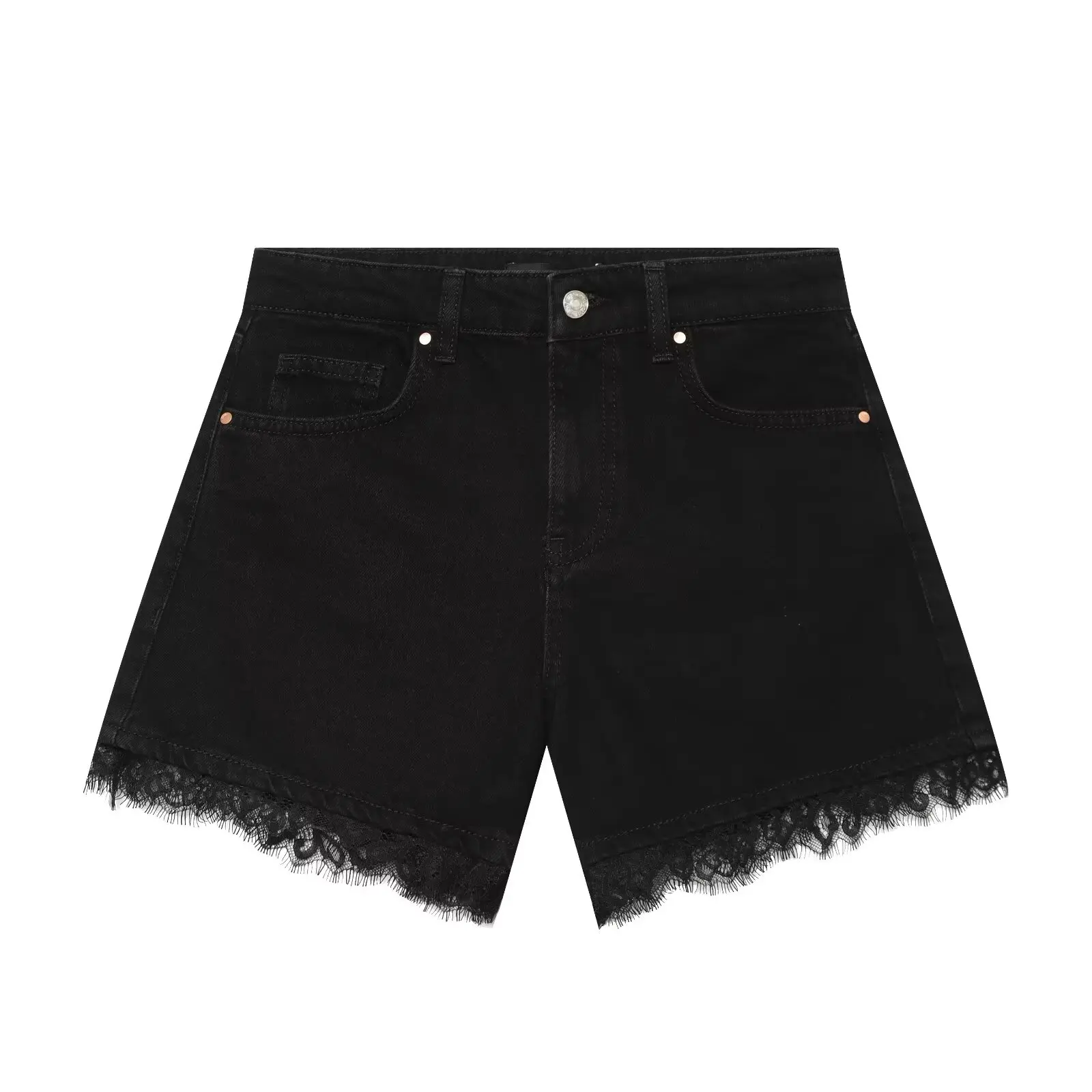 DUOPERI Women's Black A-Line Denim Shorts with Lace Hem High Waist Female Chic Lady Casual Hot Jeans Shorts
DUOPERI Women's Black A-Line Denim Shorts with Lace Hem High Waist Female Chic Lady Casual Hot Jeans Shorts