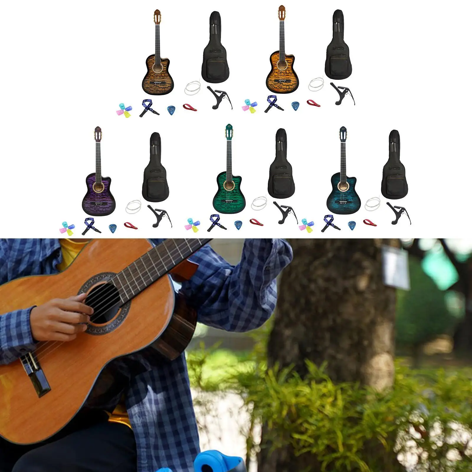 Acoustic Guitar Classical Guitar 6 Nylon Strings Lightweight Adult Performance Grade Notched Guitar for Beginner Travel Exams
Acoustic Guitar Classical Guitar 6 Nylon Strings Lightweight Adult Performance Grade Notched Guitar for Beginner Travel Exams