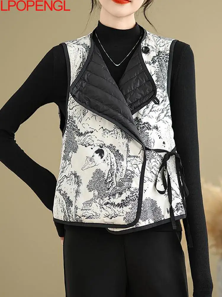 Осень-зима 2022, двусторонний жилет, женский новый китайский стиль, тушью, майка в стиле ретро, легкий и тонкий топ без рукавов на плечах 
Осень-зима 2022, двусторонний жилет, женский новый китайский стиль, тушью, майка в стиле ретро, легкий и тонкий топ без рукавов на плечах