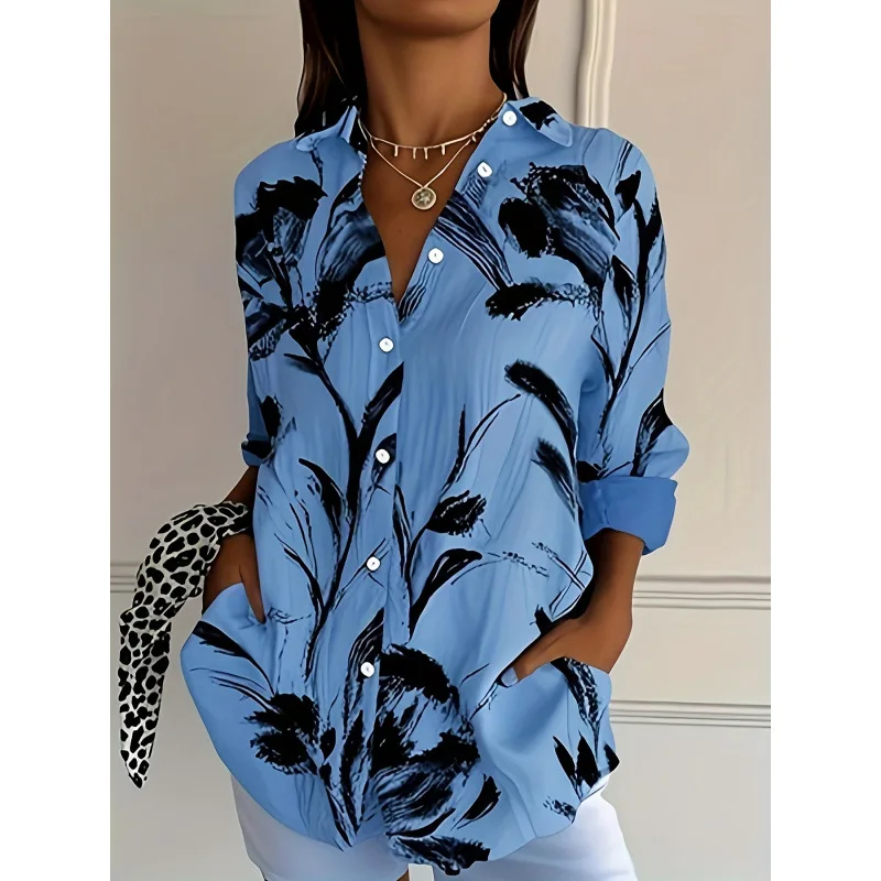 Floral Print Lapel Women's Shirt Turn-down Collar Floral Women's Shirt Fashionable Print Design Easy Care Material Women's Shirt
Floral Print Lapel Women's Shirt Turn-down Collar Floral Women's Shirt Fashionable Print Design Easy Care Material Women's Shirt