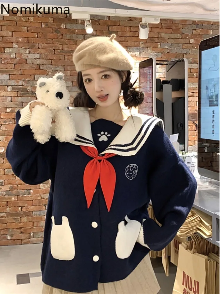 Japanese Cute Sueter Mujer Fall Winter Clothing Chic Sweater Coat Pull Femme Sailor Collar Sweet Knitting Cardigan Preppy Style
Japanese Cute Sueter Mujer Fall Winter Clothing Chic Sweater Coat Pull Femme Sailor Collar Sweet Knitting Cardigan Preppy Style