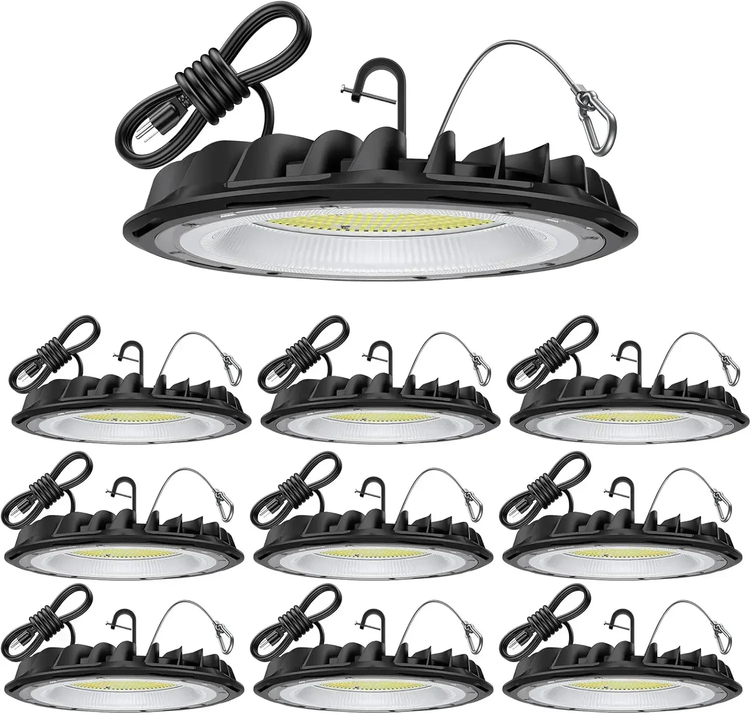 10 Pack ETL 155W UFO LED High Bay Light, 22500lm, Daylight 5000K, US Plug,110-277V, IP65 Waterproof Commercial LED Shop L
10 Pack ETL 155W UFO LED High Bay Light, 22500lm, Daylight 5000K, US Plug,110-277V, IP65 Waterproof Commercial LED Shop L