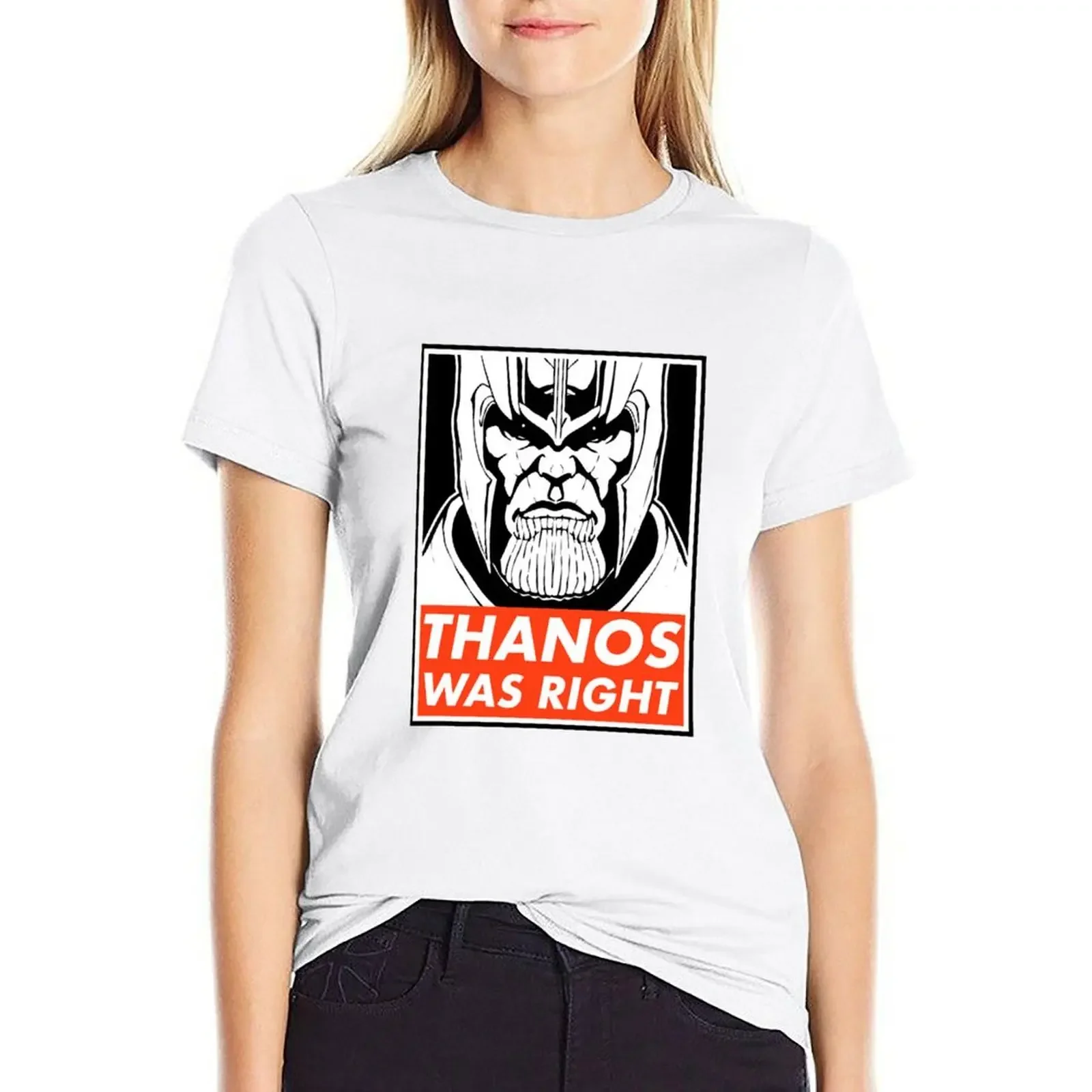 Thanos was right T-shirt cute tops Female clothing graphics t-shirt dress for Women graphic
Thanos was right T-shirt cute tops Female clothing graphics t-shirt dress for Women graphic